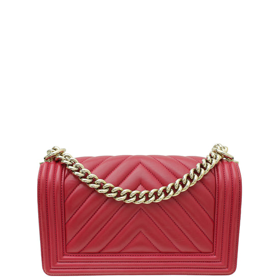 Chanel Dark Fuchsia Le Boy Chevron Medium Bag