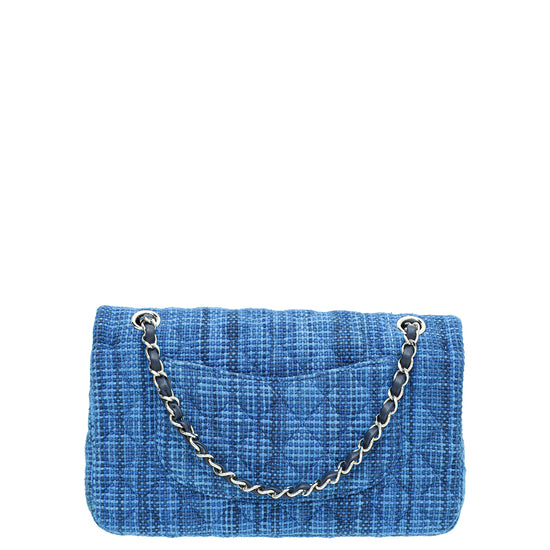 Chanel Blue Tweed Classic Double Flap Medium Bag – The Closet