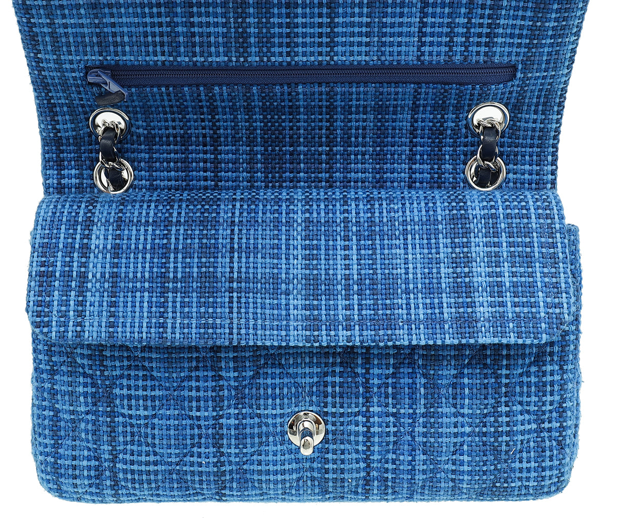 Chanel Blue Tweed Classic Double Flap Medium Bag – THE CLOSET