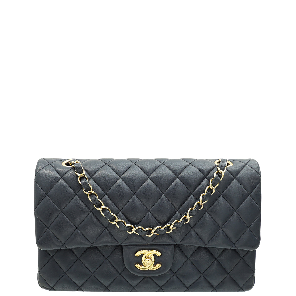 Chanel Navy Blue CC Classic Double Flap Medium Bag-Chanel-THE CLOSET