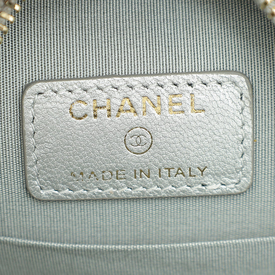 Chanel Metallic Silver 19 Round Mini Clutch W/ Chain-Chanel-THE CLOSET