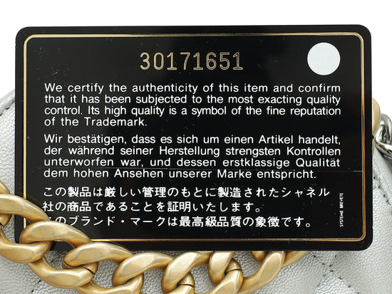 Chanel Metallic Silver 19 Round Mini Clutch W/ Chain-Chanel-THE CLOSET