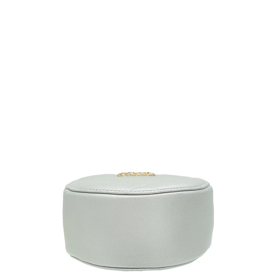 Chanel Metallic Silver 19 Round Mini Clutch W/ Chain-Chanel-THE CLOSET