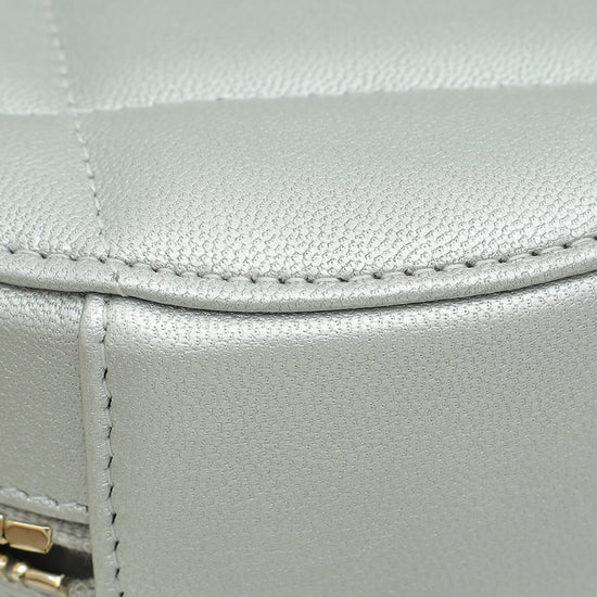 Chanel Metallic Silver 19 Round Mini Clutch W/ Chain-Chanel-THE CLOSET