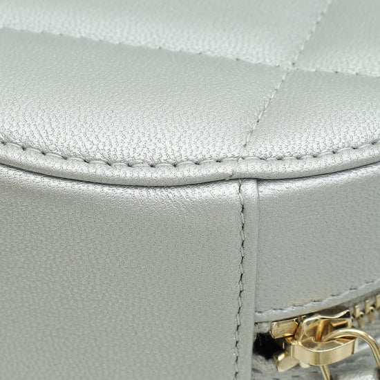 Chanel Metallic Silver 19 Round Mini Clutch W/ Chain-Chanel-THE CLOSET