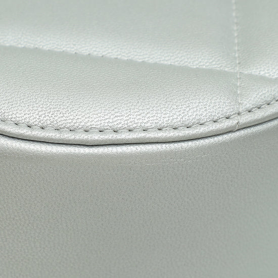 Chanel Metallic Silver 19 Round Mini Clutch W/ Chain-Chanel-THE CLOSET