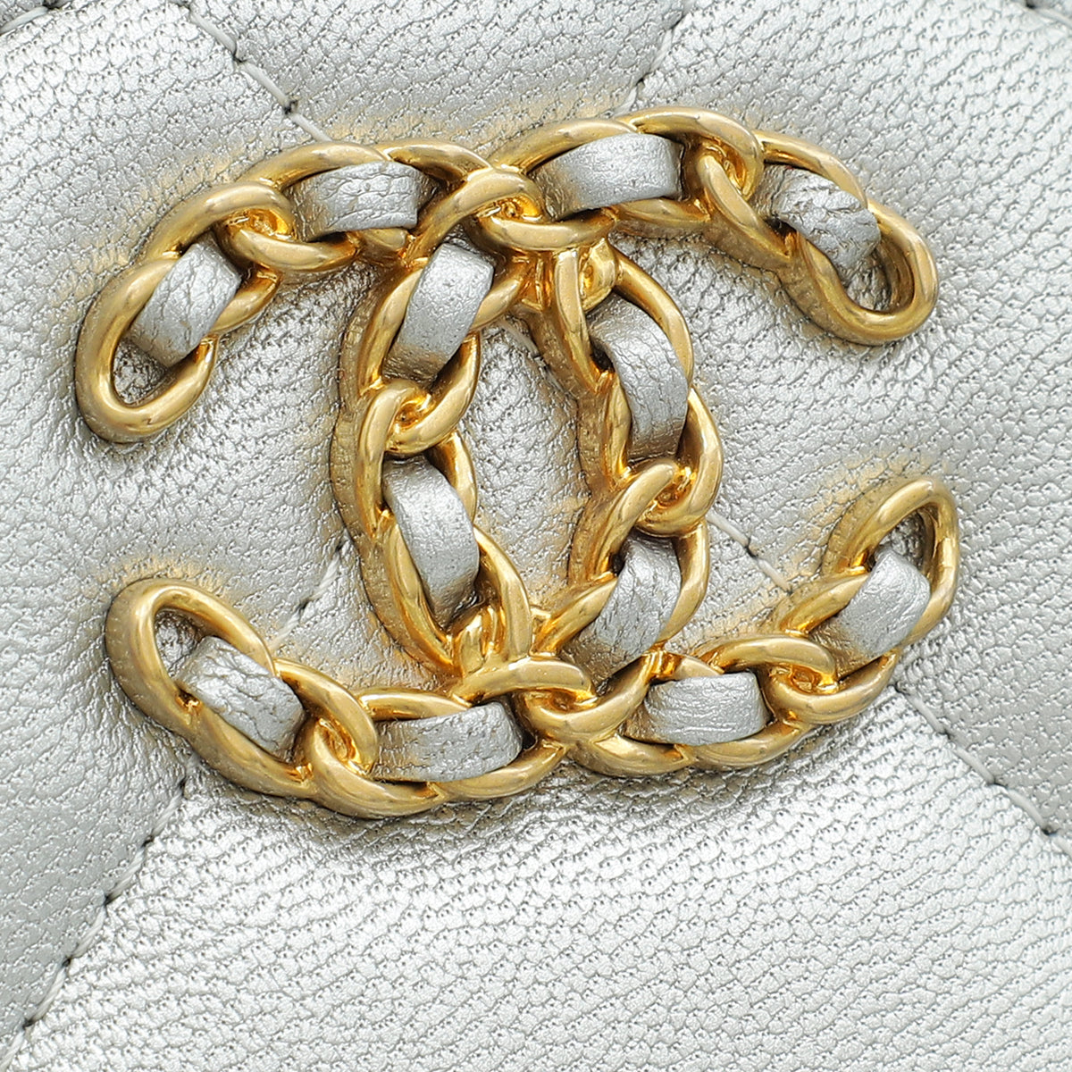 Chanel Metallic Silver 19 Round Mini Clutch W/ Chain-Chanel-THE CLOSET