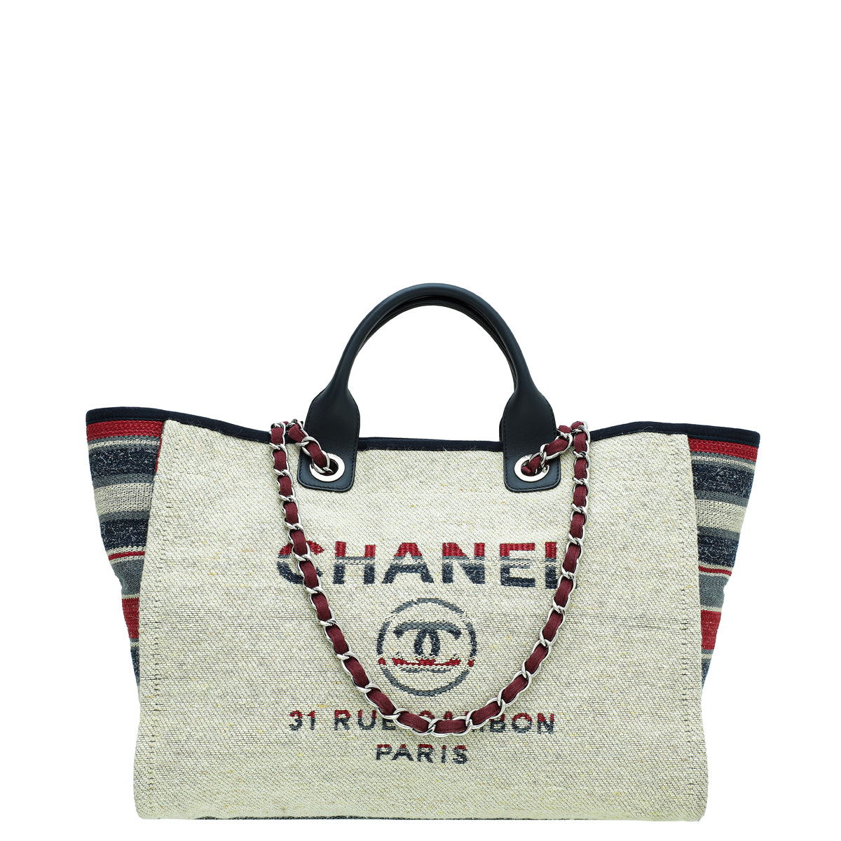Chanel Beige Multicolor Deauville Shopping Tote Bag