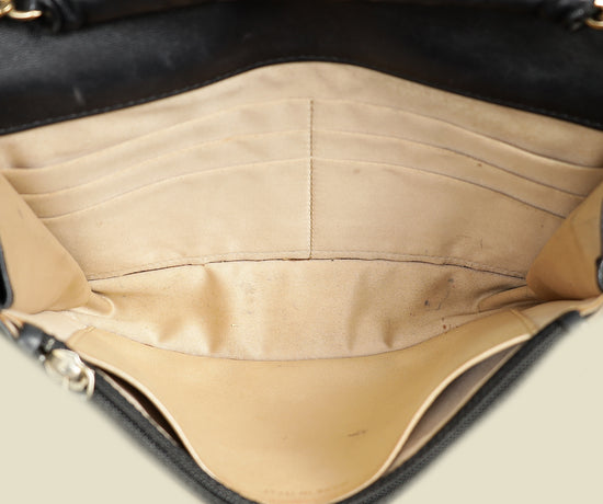 Chanel Black CC Camellia Flower Embossed Wallet On Chain