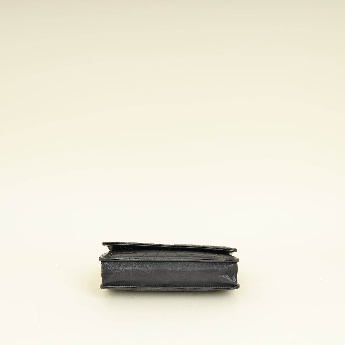 Chanel Black CC Camellia Flower Embossed Wallet On Chain