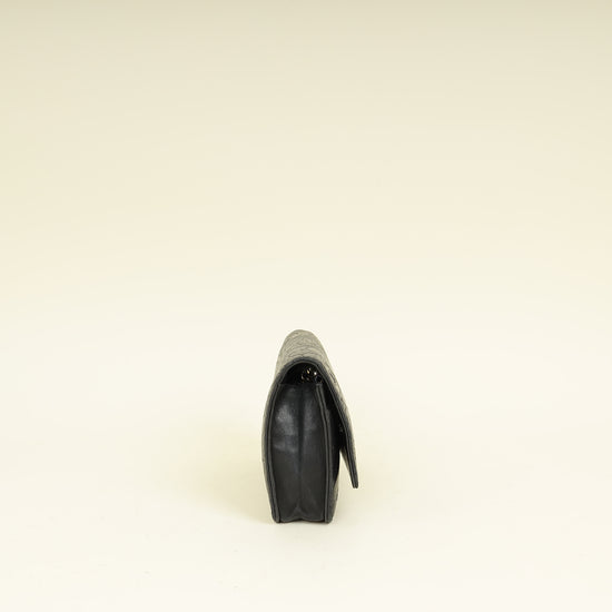 Chanel Black CC Camellia Flower Embossed Wallet On Chain