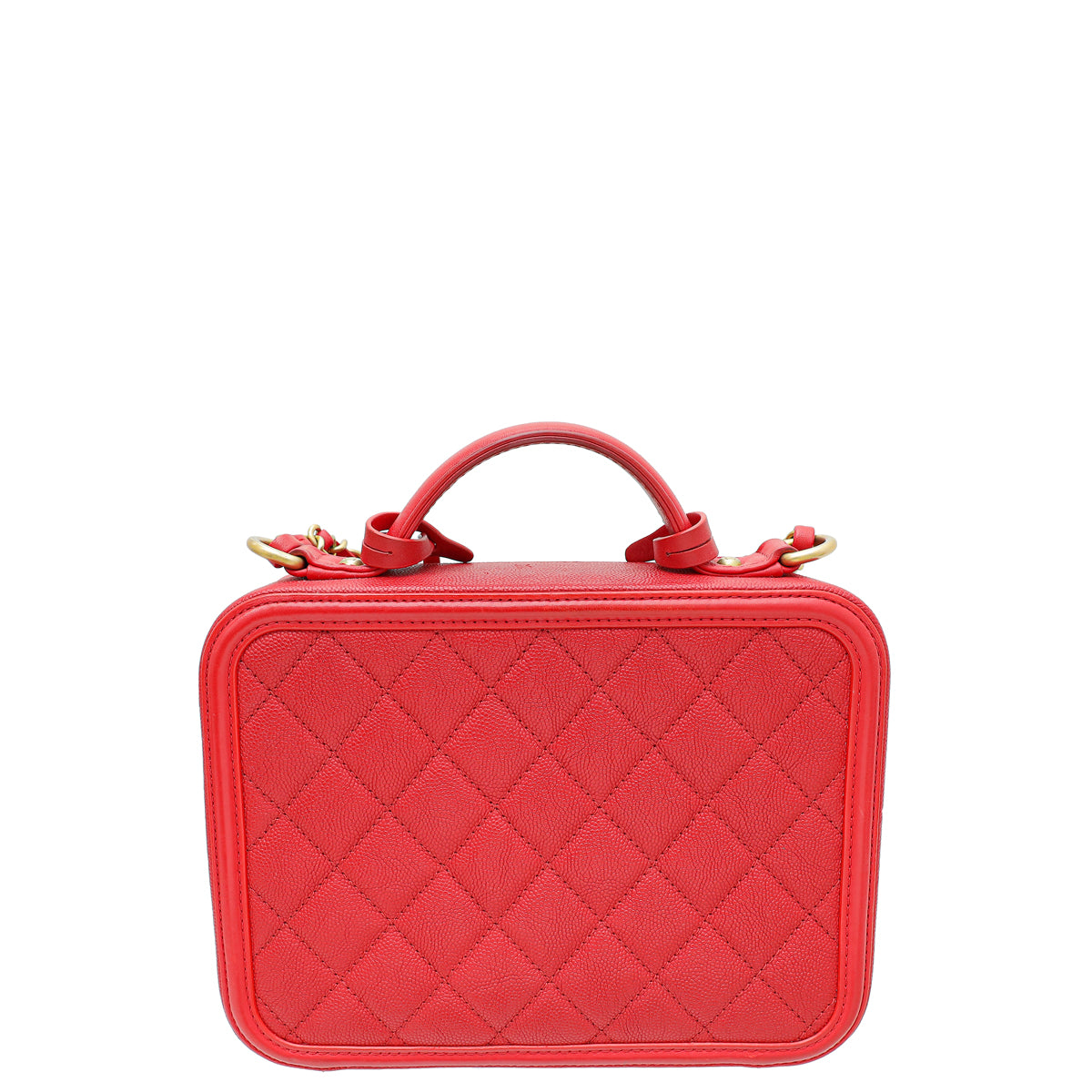 Chanel Red CC Filigree Small Vanity Case