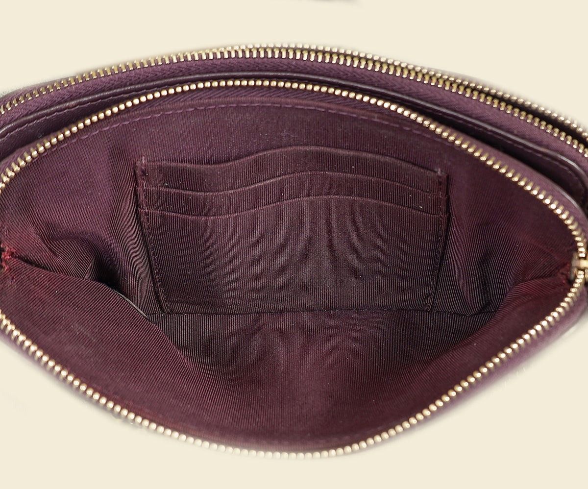 Chanel Prune CC Double Zip Clutch With Chain Crossbody Bag