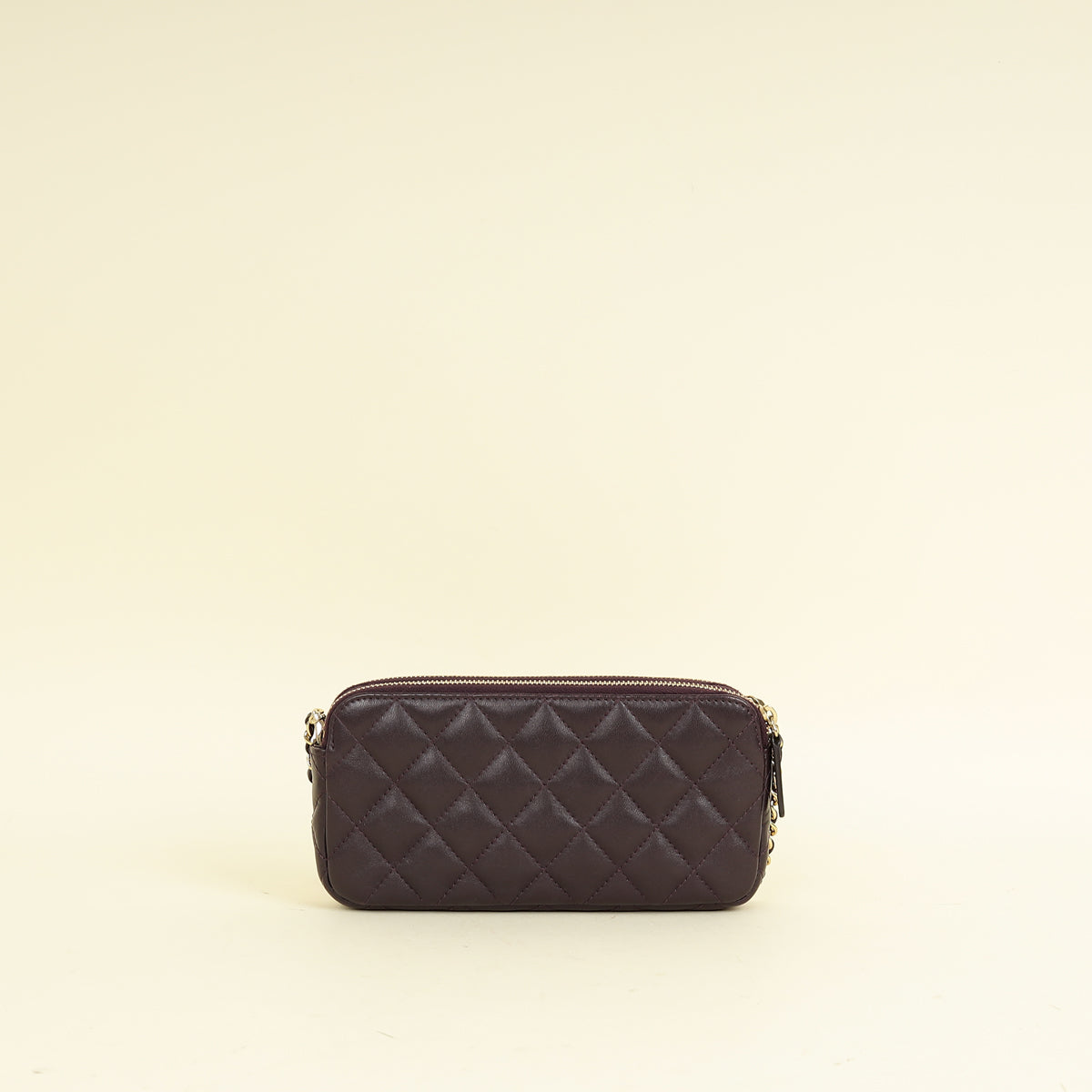 Chanel Prune CC Double Zip Clutch With Chain Crossbody Bag
