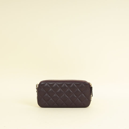 Chanel Prune CC Double Zip Clutch With Chain Crossbody Bag