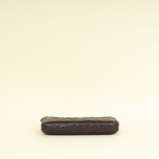 Chanel Prune CC Double Zip Clutch With Chain Crossbody Bag