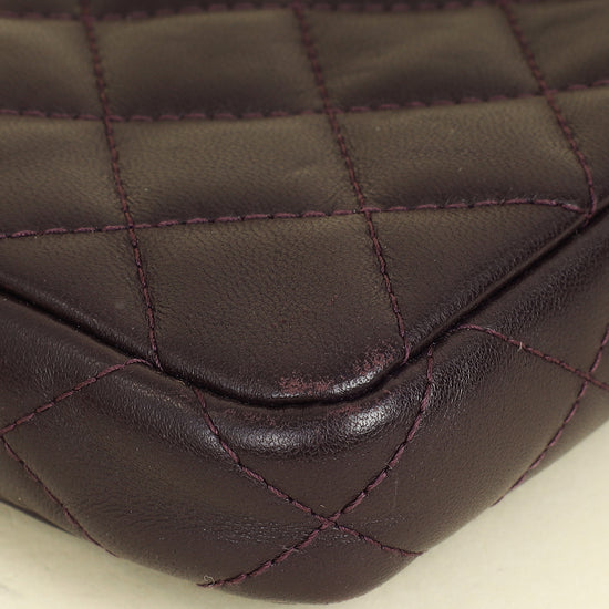 Chanel Prune CC Double Zip Clutch With Chain Crossbody Bag