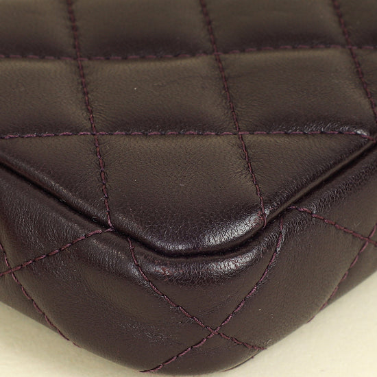 Chanel Prune CC Double Zip Clutch With Chain Crossbody Bag