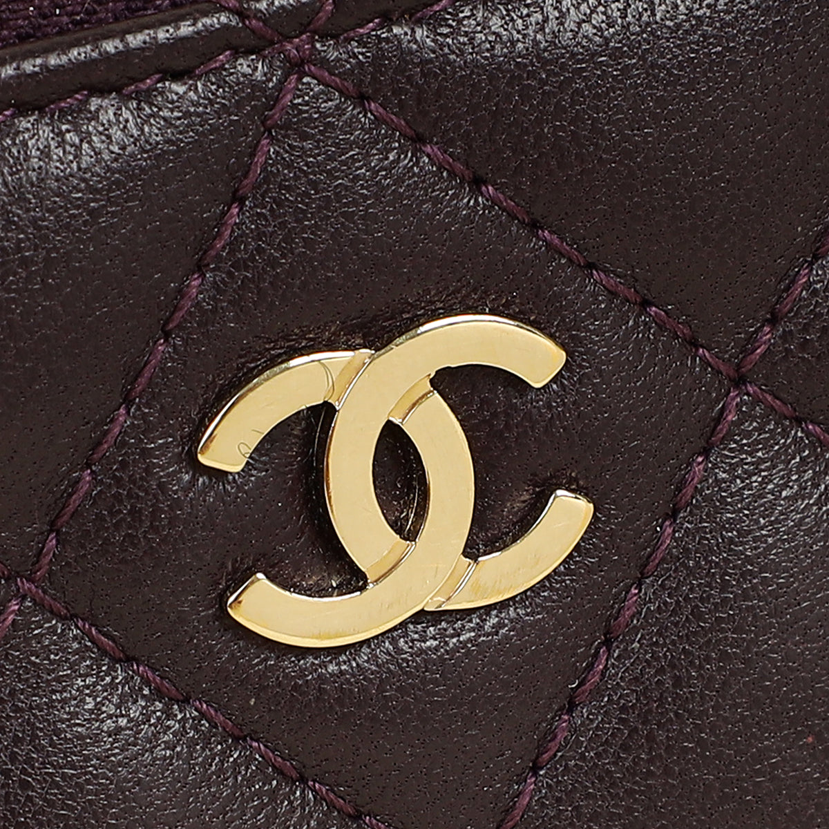 Chanel Prune CC Double Zip Clutch With Chain Crossbody Bag