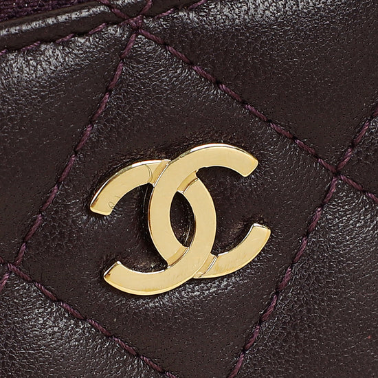 Chanel Prune CC Double Zip Clutch With Chain Crossbody Bag
