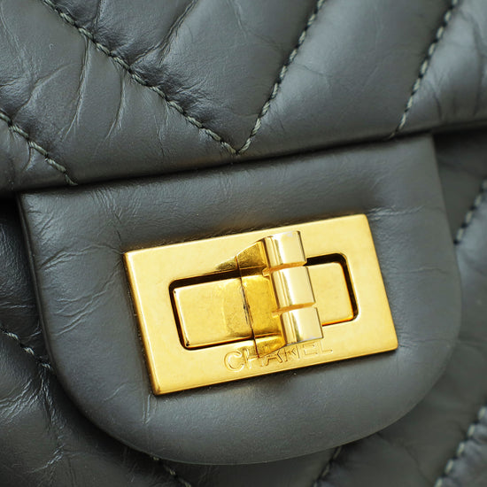 Chanel Dark Grey Aged 2.55 Reissue Chevron 226 Double Flap Bag