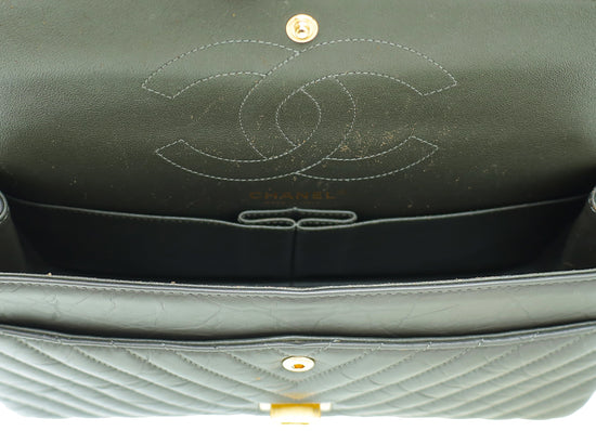 Chanel Dark Grey Aged 2.55 Reissue Chevron 226 Double Flap Bag