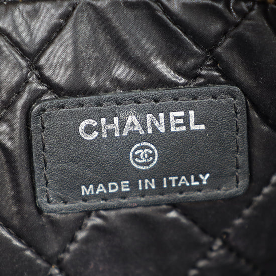 Chanel Black CC Classic Quilted Zip Clutch