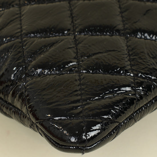 Chanel Black CC Classic Quilted Zip Clutch