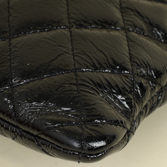Chanel Black CC Classic Quilted Zip Clutch