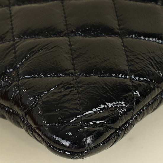 Chanel Black CC Classic Quilted Zip Clutch