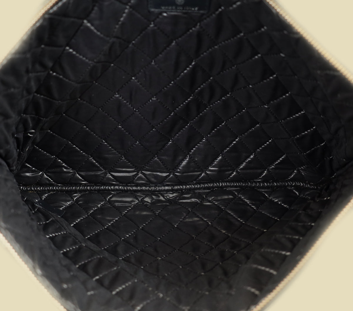 Chanel Black CC Classic Quilted Zip Clutch