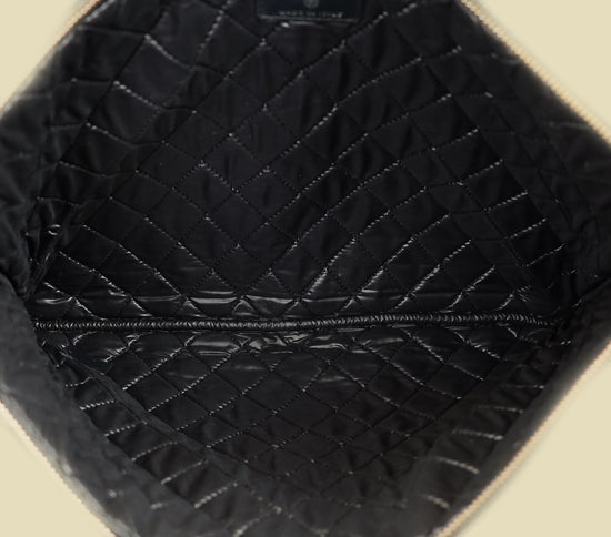 Chanel Black CC Classic Quilted Zip Clutch