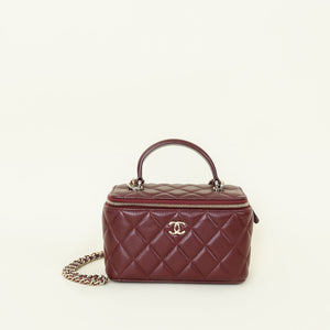 Chanel Burgundy CC Long Vanity With Chain Case