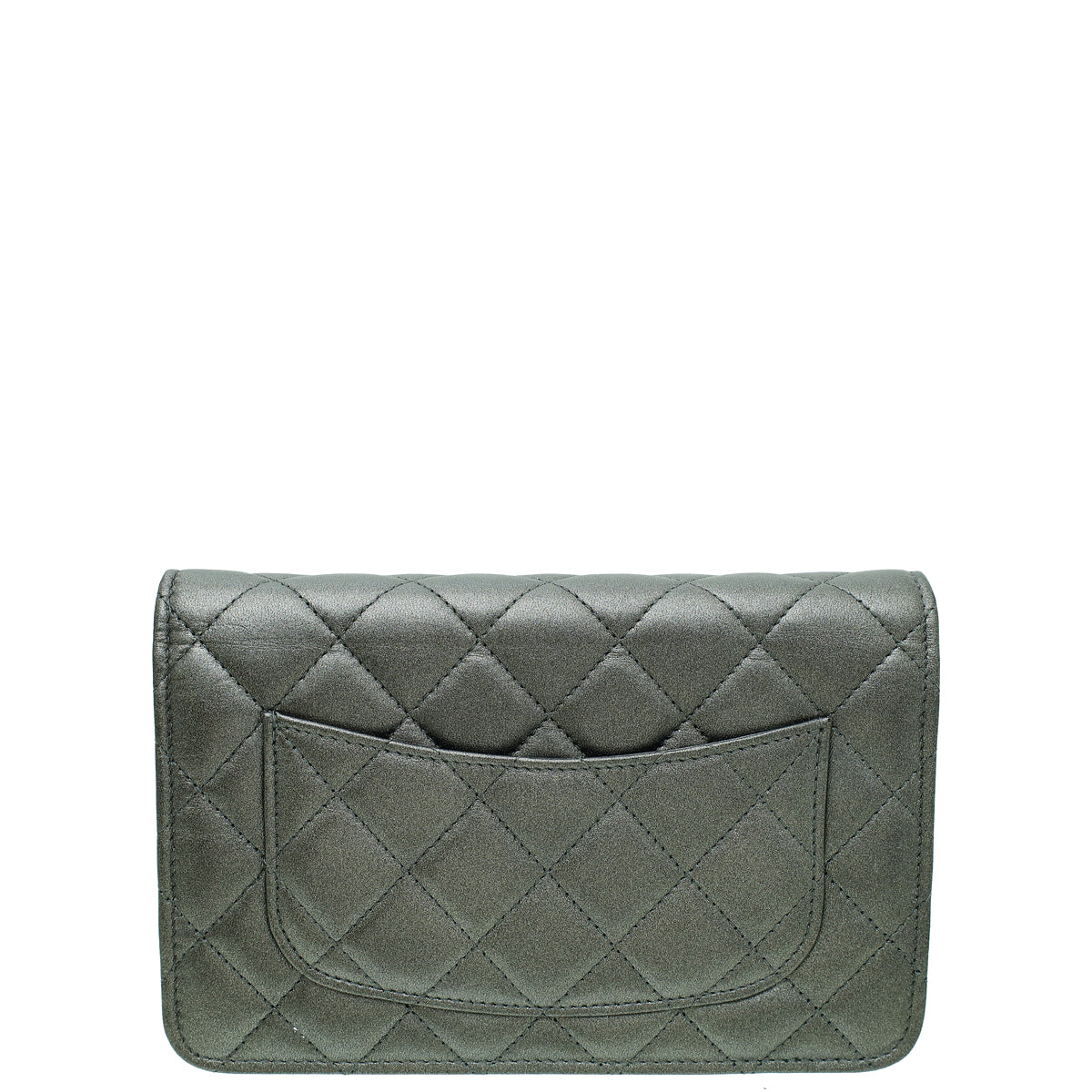 Chanel Metallic Grey CC Classic Wallet On Chain-Chanel-THE CLOSET