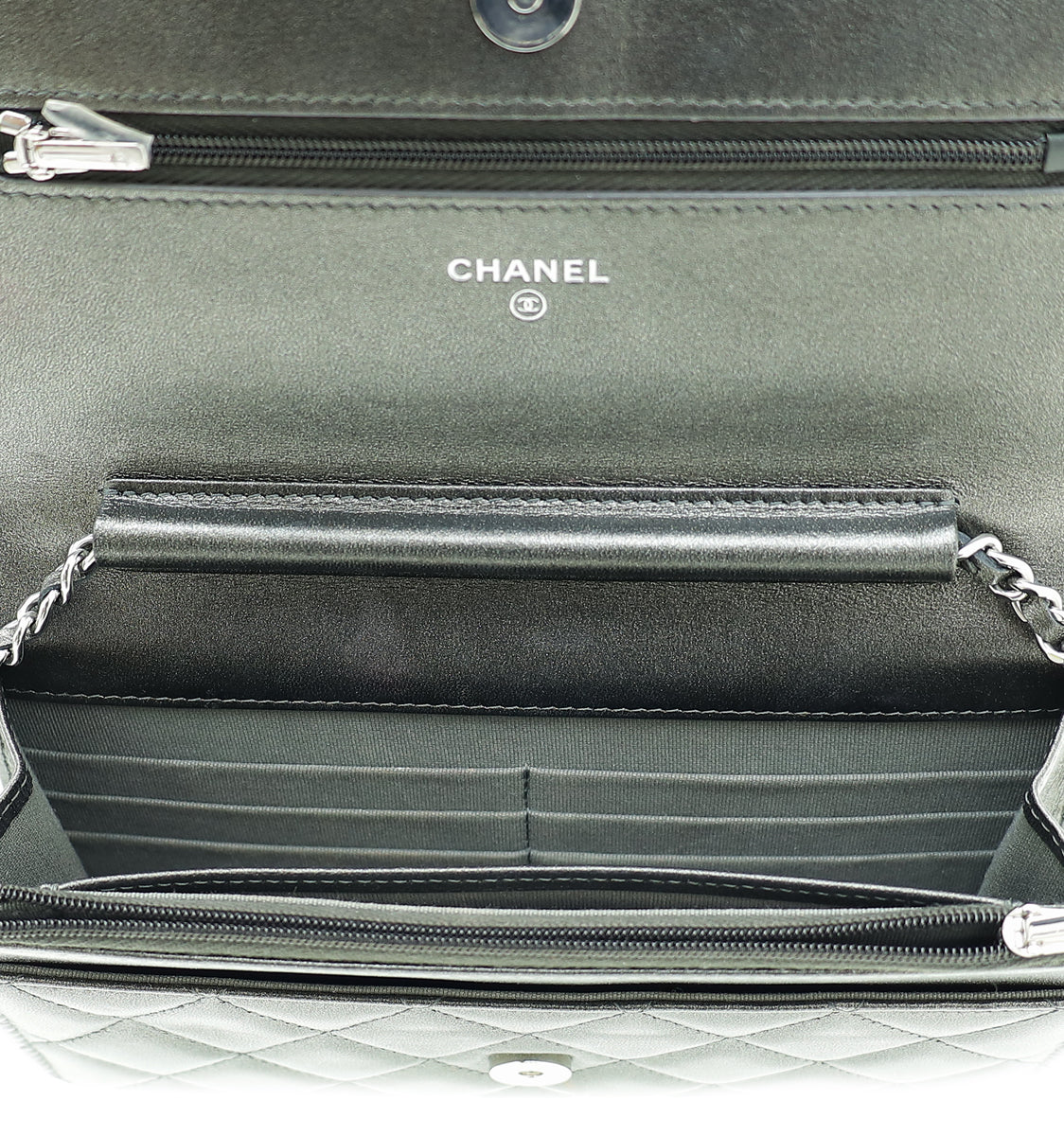 Chanel Metallic Grey CC Classic Wallet On Chain – THE CLOSET