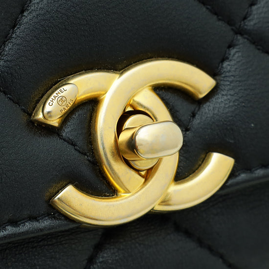 Chanel Black CC Crystal Logo Chain Flap Bag