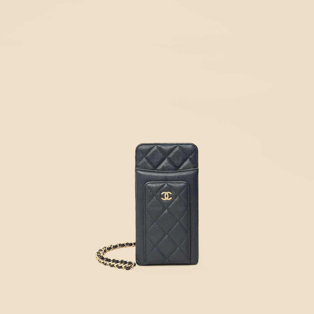 Chanel Navy Blue CC Compact Phone Chain Pouch-Chanel-THE CLOSET