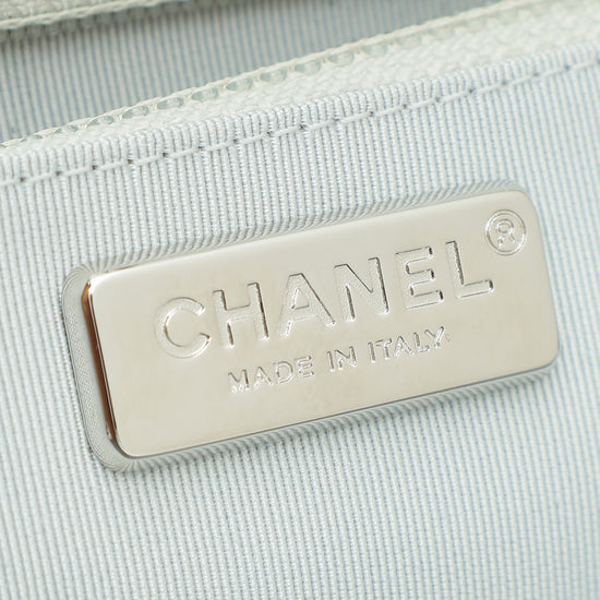 Chanel Silver CC Metallic Crumpled Clutch