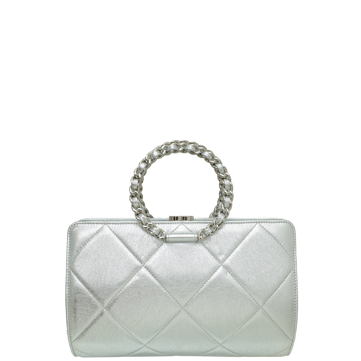 Chanel Silver CC Metallic Crumpled Clutch-Chanel-THE CLOSET