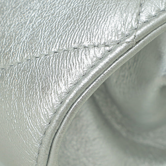 Chanel Silver CC Metallic Crumpled Clutch