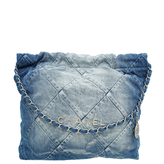 Chanel Blue Denim 22 Small Hobo Bag