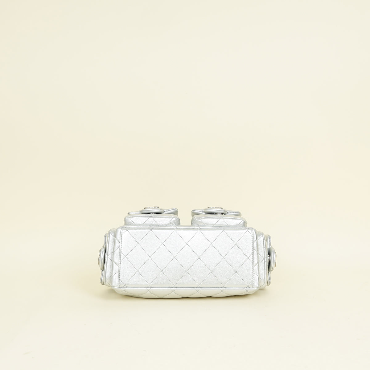 Chanel Metallic Silver CC Quilted Trendy Pockets Hobo Large Bag