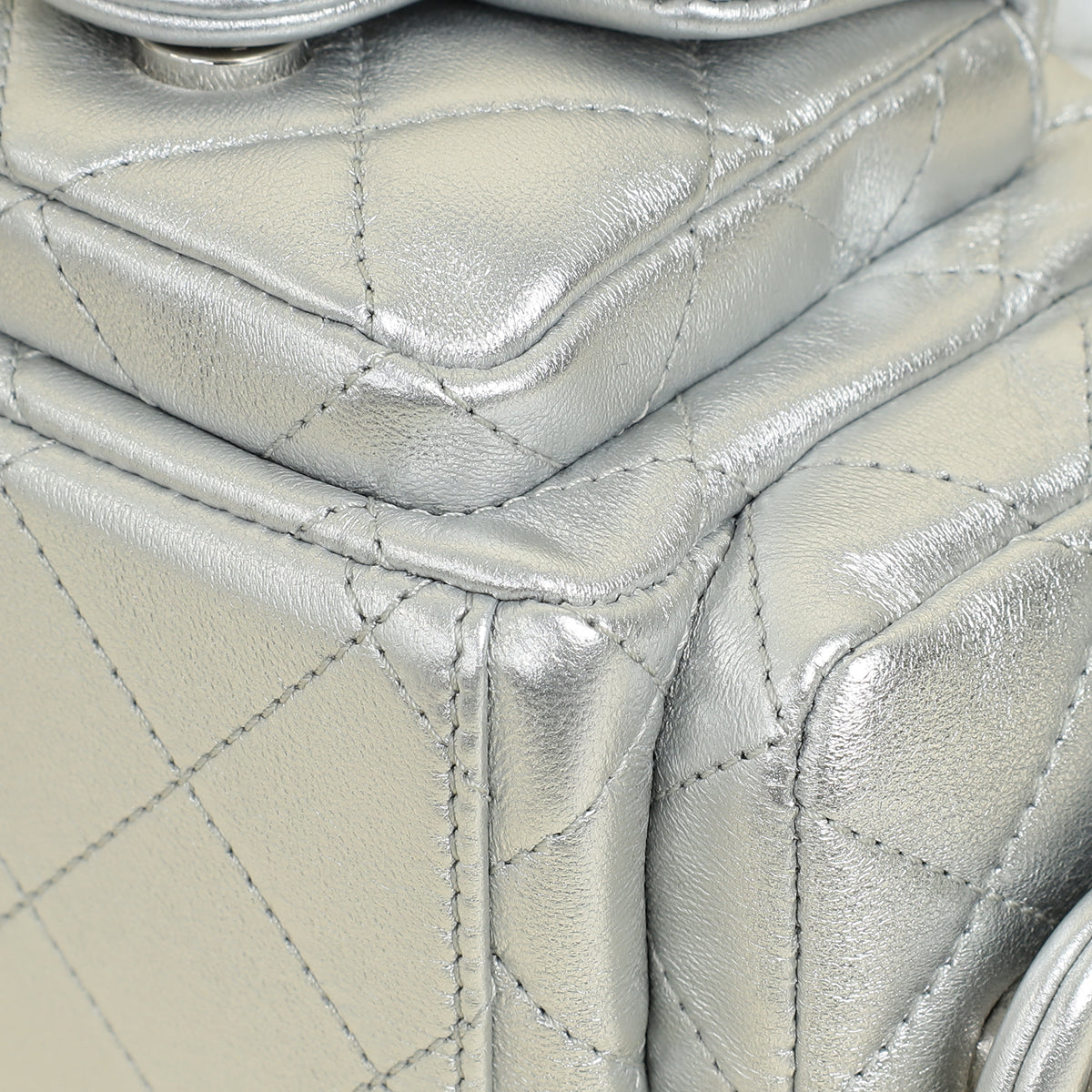 Chanel Metallic Silver CC Quilted Trendy Pockets Hobo Large Bag