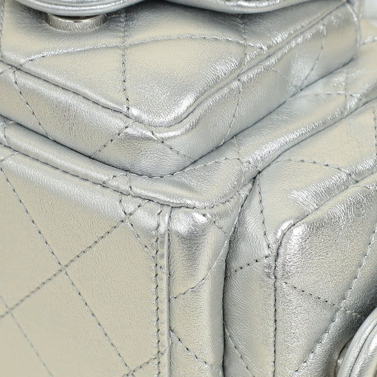 Chanel Metallic Silver CC Quilted Trendy Pockets Hobo Large Bag