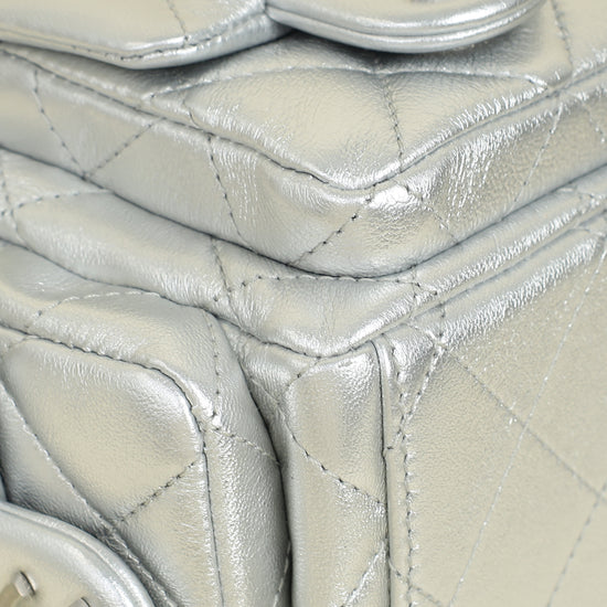 Chanel Metallic Silver CC Quilted Trendy Pockets Hobo Large Bag