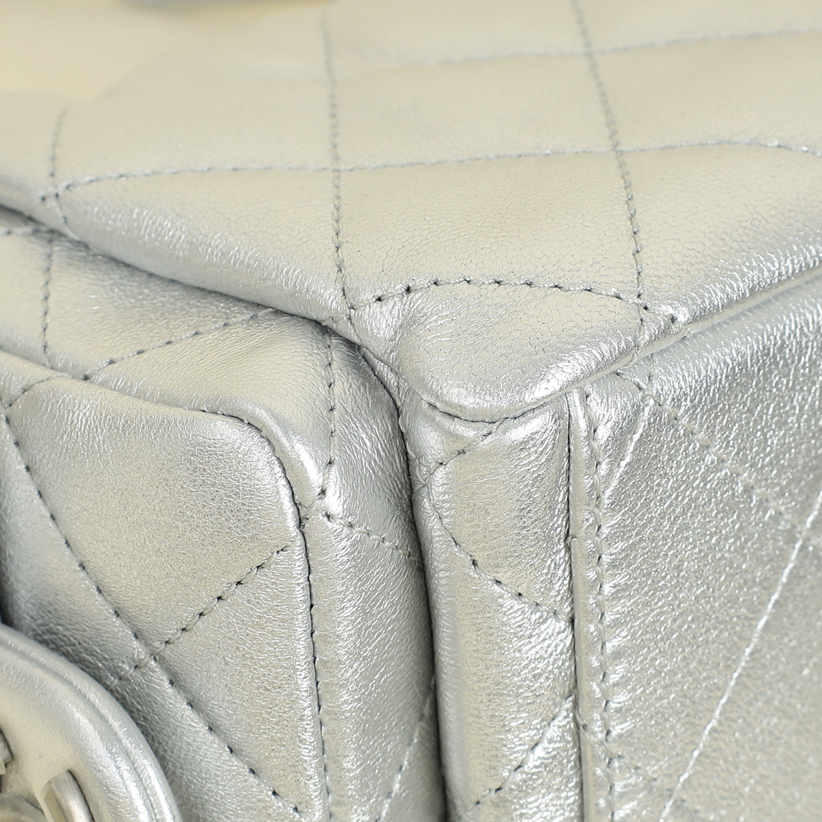 Chanel Metallic Silver CC Quilted Trendy Pockets Hobo Large Bag