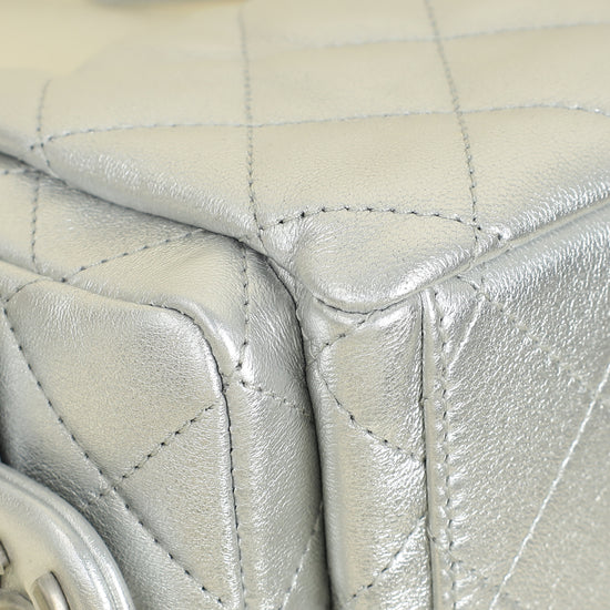 Chanel Metallic Silver CC Quilted Trendy Pockets Hobo Large Bag