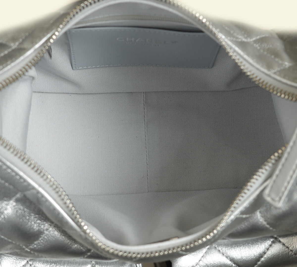 Chanel Metallic Silver CC Quilted Trendy Pockets Hobo Large Bag