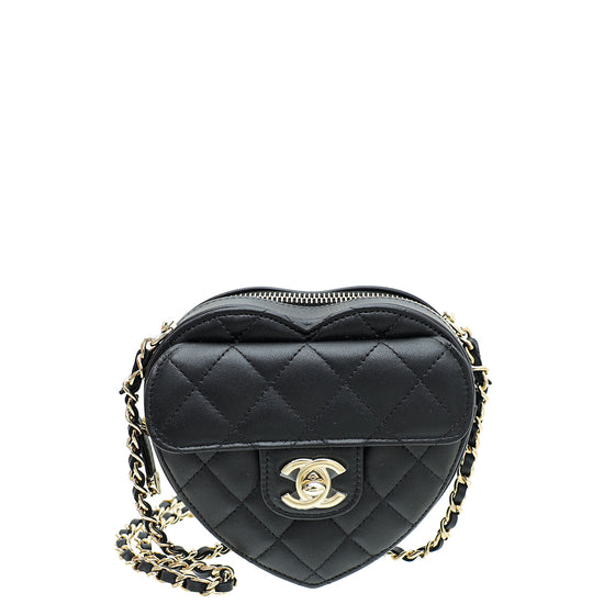 Chanel Black CC In Love Heart Chain Mini Bag – The Closet