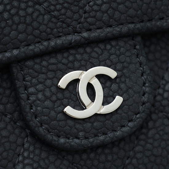 Chanel Black CC Nobuck Long Travel Wallet